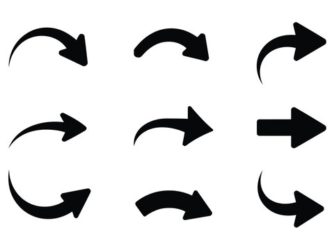 A Set of simple black arrow icons on a white background