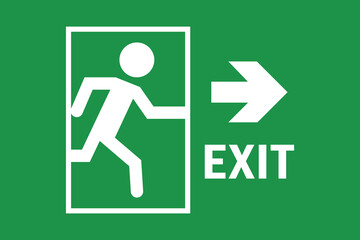 Emergency Exit Sign Icon – Safety Evacuation Symbol Vector Illustration