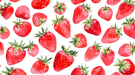 Strawberry seamless pattern watercolor © Paint