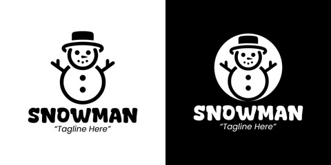 Charming Black and White Snowman Logo for Holiday Promotions and Winter Event Branding
