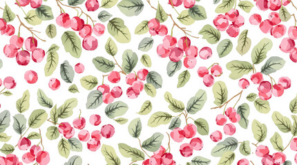 Summer-inspired seamless pattern with colorful berries and delicate greenery in a lively arrangement © Paint