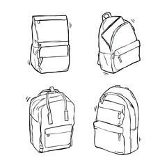 Four Stylish Backpack Illustrations