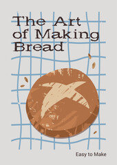Bakery Poster with Bread Loaf Modern Vintage Style A3 Format Vector