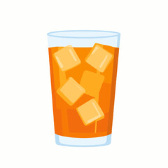 Pixelated Glass of Iced Tea with Floating Ice Cubes on a White Background Still Life