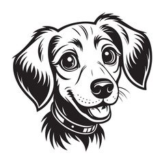 Cute Dog Vector illustration line art Drawing black and white