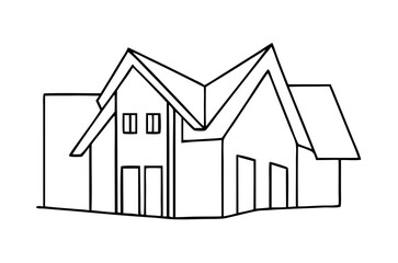 Abstract country house in continuous line art drawing style. and Family home minimalist black linear design isolated on white background. Vector illustration types art.