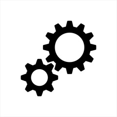 Two gears wheel with flat design style. cog wheels vector illustration. Customer technical support, optimization and workflow icon. UI symbol.