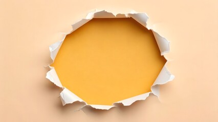 Torn paper revealing bright yellow background with rough edges