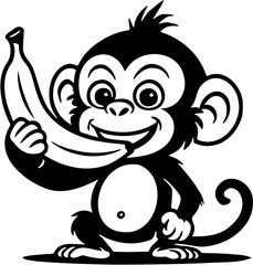 cartoon monkey vector illustration, isolated on white