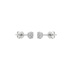Elegant silver stud earrings on transparent background