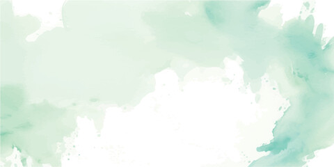 Obraz premium Organic Mint Green Watercolor Background with Soft Aquarelle Brush Strokes Hand-Painted on White Paper for Minimal Fresh Product Mockups