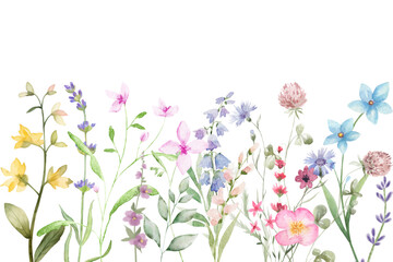 Watercolor flowers background vector for design.