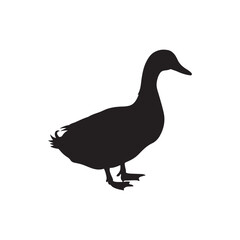Black runner duck silhouette isolated on white background. Duck icon vector illustration design.

