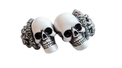 DIY Halloween napkin rings with skull motifs background isolated on a Transparent background, PNG file.