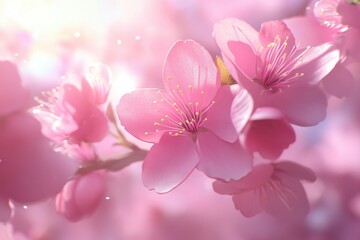 Beautiful cherry blossoms bloom in spring with a soft pink background celebrating natures elegance, pink cherry blossom background Photo in