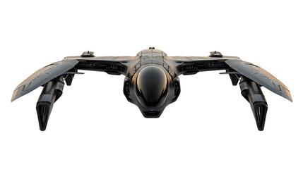 Dual-wing stealth drone, background isolated on a Transparent background, PNG file.
