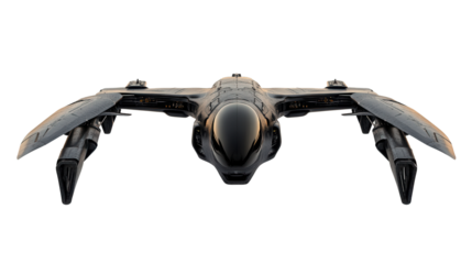 Dual-wing stealth drone, background isolated on a Transparent background, PNG file.