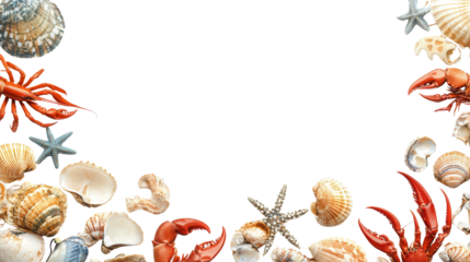 Coastal seafood shack menu with beach-themed border background isolated on a Transparent background, PNG file.