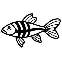 Zebrafish Sketch Vector in Monoline Style