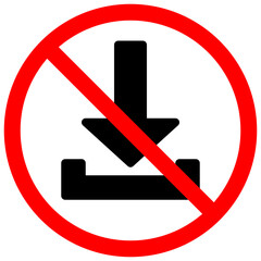 No Downloading Symbol with Red Circle and Slash on White Background