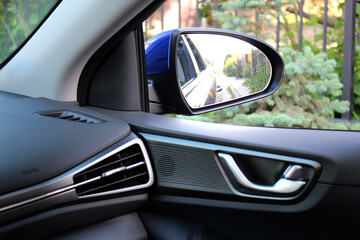 Electric car air conditioning. Door opening handle. The air flow inside the car. Car ventilation...