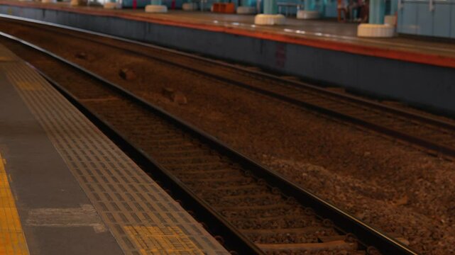 Empty Railway Tracks at Train Station