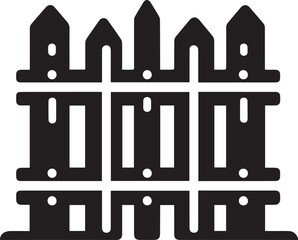 Simple black silhouette of a wooden fence