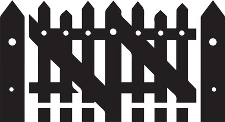 Simple black silhouette of a wooden fence