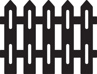 Simple black silhouette of a wooden fence