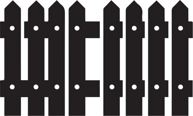 Simple black silhouette of a wooden fence