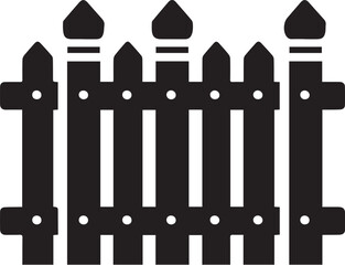 Simple black silhouette of a wooden fence