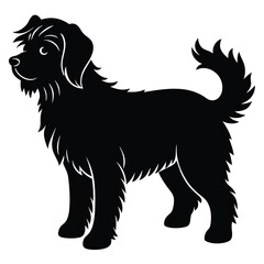 Fluffy Dog vector silhouette Single collection 