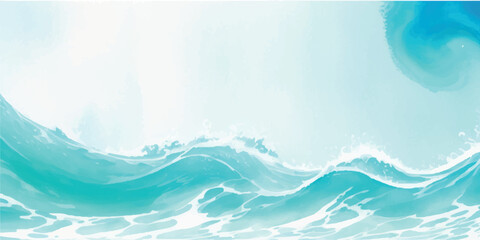 Soft Abstract Watercolor Wave Background in Pastel Blue and Green Gradients for Calm Spa Designs and Modern Social Media Visuals