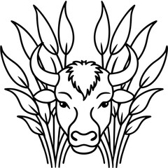 Buffalo Grass line art vector
