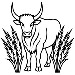 Buffalo Grass line art vector