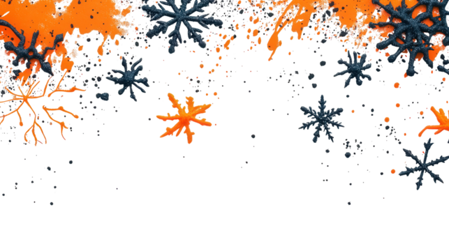 Halloween snowflake decorations with creepy patterns background isolated on a Transparent background, PNG file.
