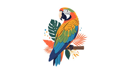 Fototapeta premium Vibrant Parrot Illustration, Colorful Bird Art, Tropical Jungle, Digital Artwork, Bright Colors, Artistic Viewpoint, Nature Concept