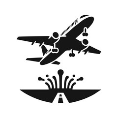 vector icon of airplane at airport