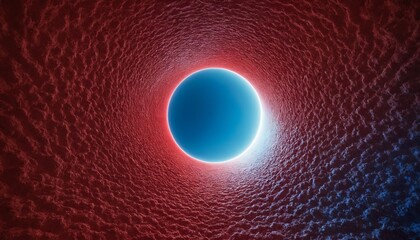 abstract red background with blue hole circles