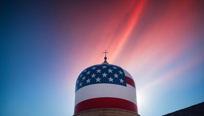 stars and stripes on blue sky