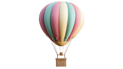 Hot air balloon with striped envelope, background isolated on a Transparent background, PNG file.