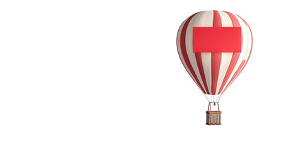 Hot air balloon with striped envelope, background isolated on a Transparent background, PNG file.