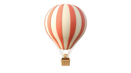 Hot air balloon with striped envelope, background isolated on a Transparent background, PNG file.