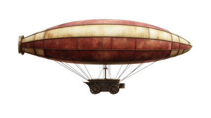 Hot air dirigible with vintage design, background isolated on a Transparent background, PNG file.