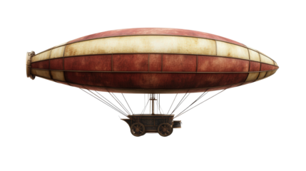 Hot air dirigible with vintage design, background isolated on a Transparent background, PNG file.