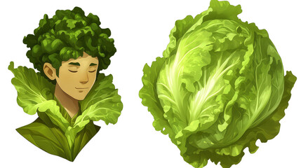 Iceberg lettuce head background isolated on a Transparent background, PNG file.