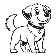 Cute Dog Vector illustration line art Drawing black and white