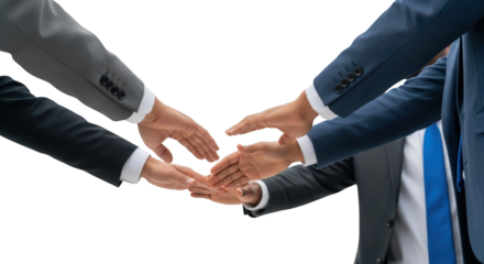 Diverse business professionals extending hands for handshake symbolizing agreement and collaboration