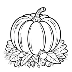 A straightforward line drawing of a pumpkin in black and white