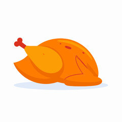 Roasted Orange Chicken Illustration on a White Background for Thanksgiving